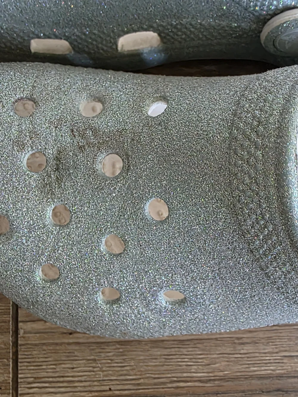 CROCS Kids Glitter Clogs in Light Silver
